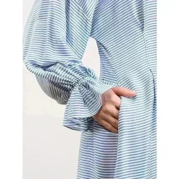 Rachel Comey Clipse Dress Size 6 Silk Blend Striped Midi Maxi Pocketed Chic - Picture 2 of 10